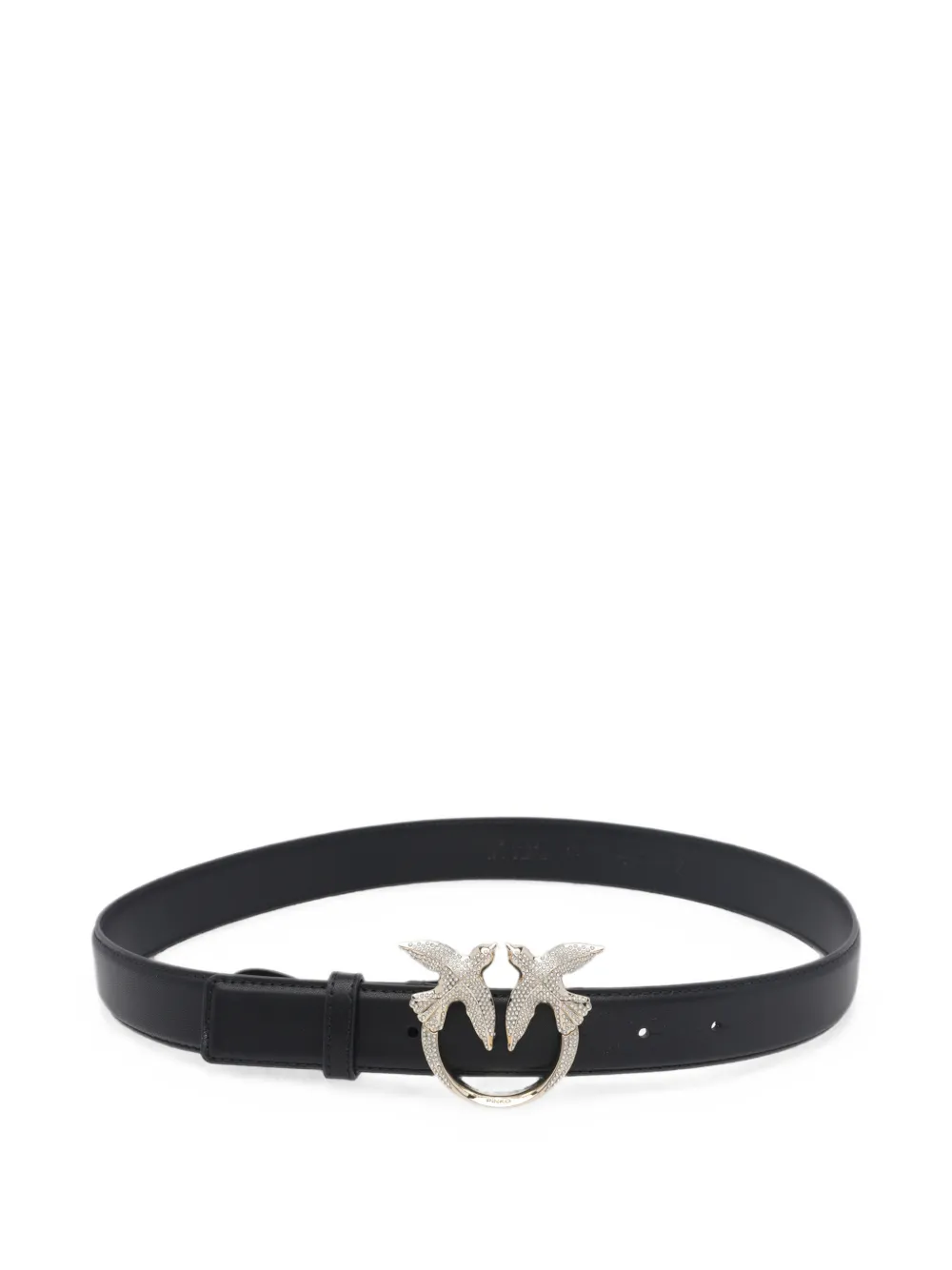 PINKO leather belt with Love Birds jewel buckle, 2.5 cm