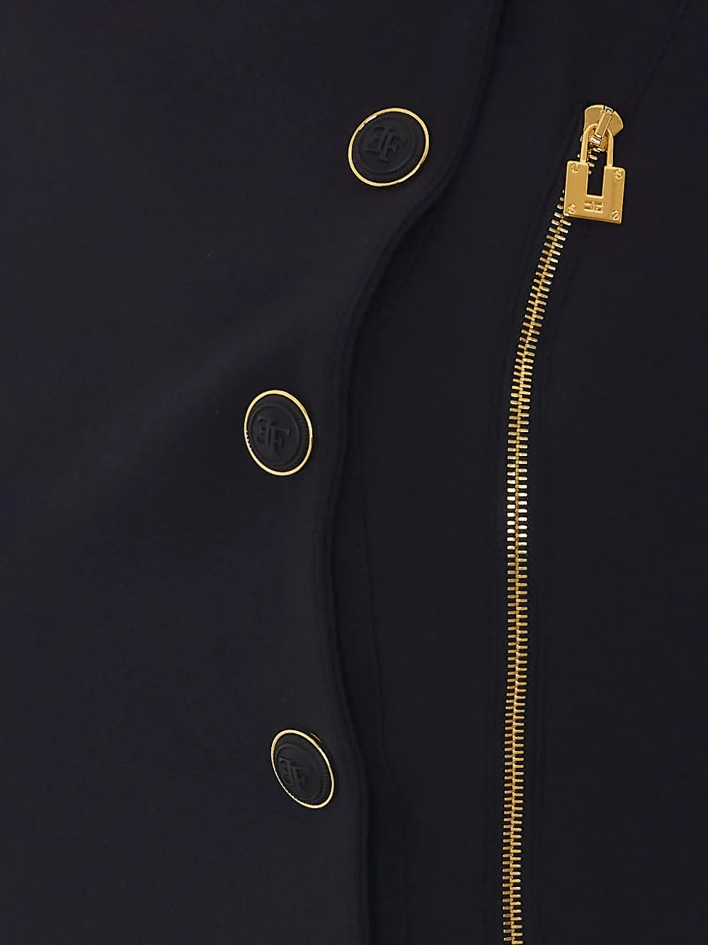 Elisabetta Franchi Jack met dubbele rij knopen en ruches Zwart