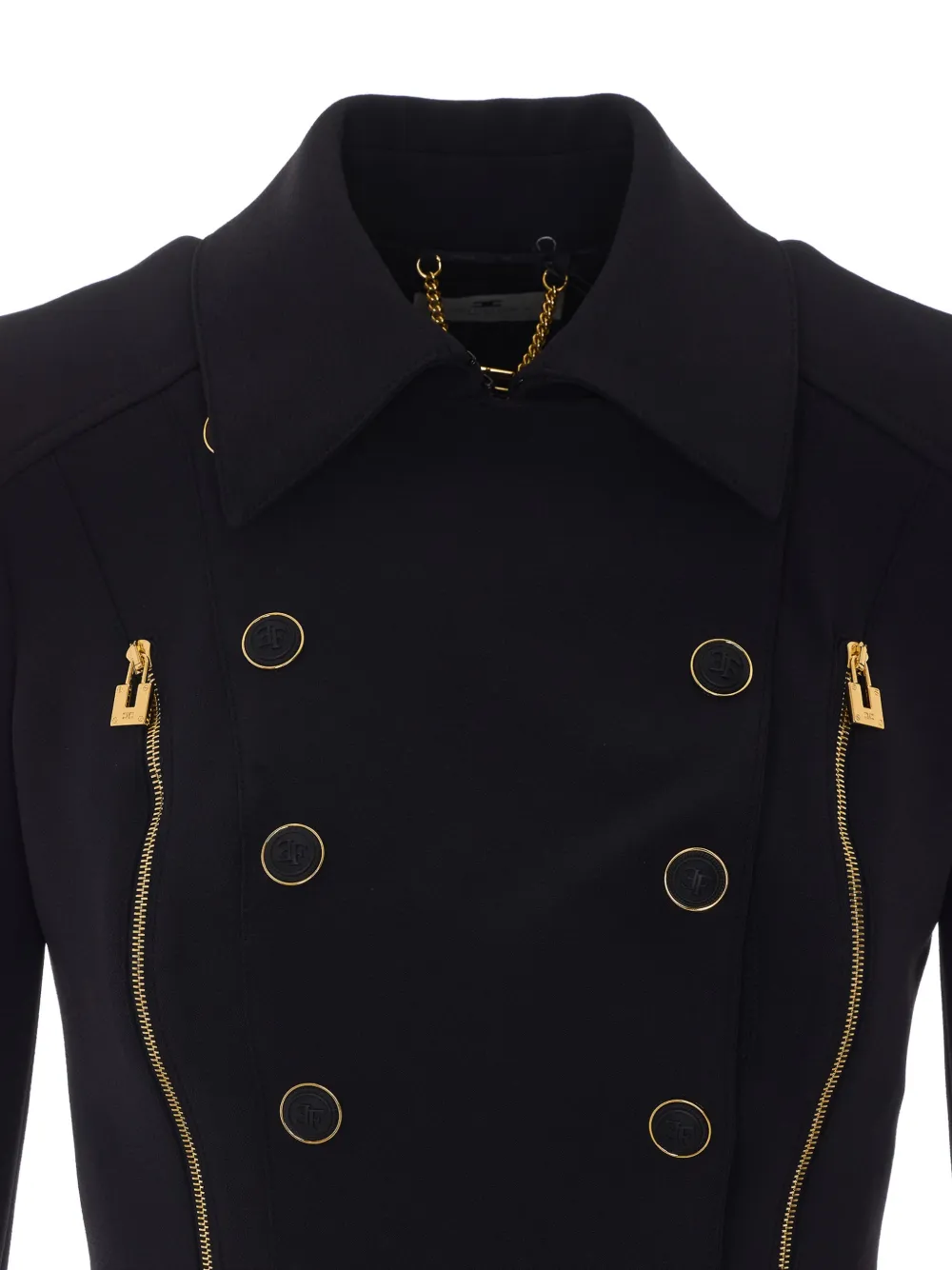 Elisabetta Franchi Jack met dubbele rij knopen en ruches Zwart