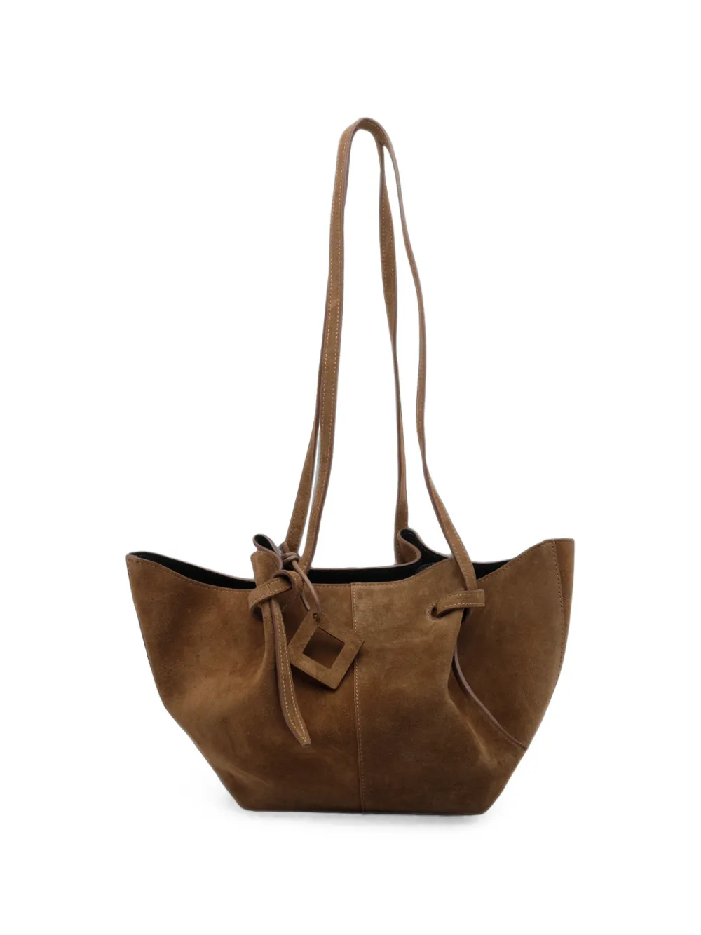 Date Nina Knot-detail Suede Tote Bag In Brown