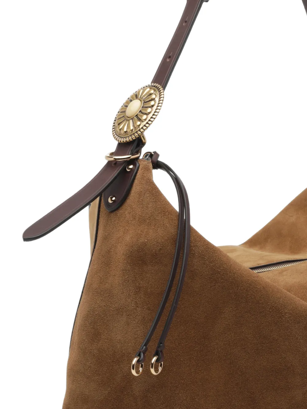ETRO Grote Rosette suède schoudertas Bruin