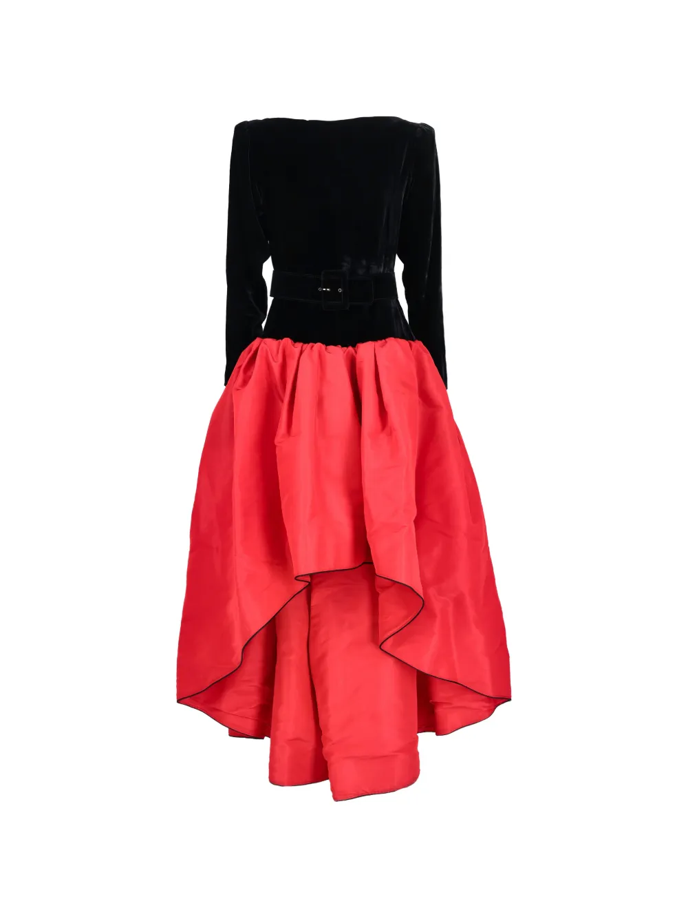 Saint Laurent Pre-Owned robe longue ceinturée à ourlet asymétrique (1988-1989) - Rouge Saint Laurent Pre-Owned robe longue ceinturée à ourlet asymétrique (1988-1989) - Rouge