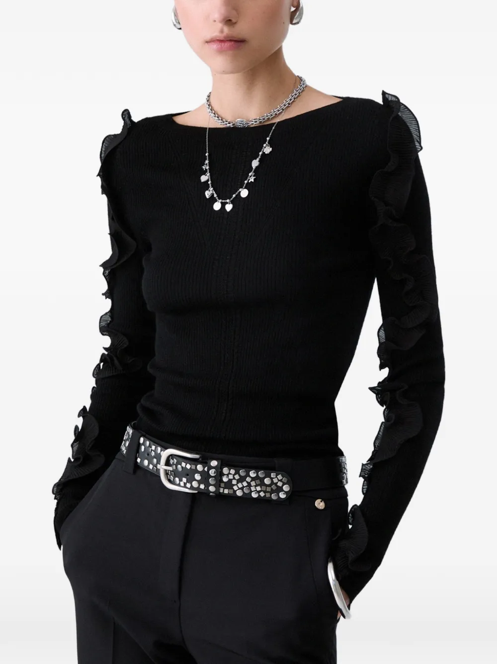 LIU JO wool sweater with ruffles