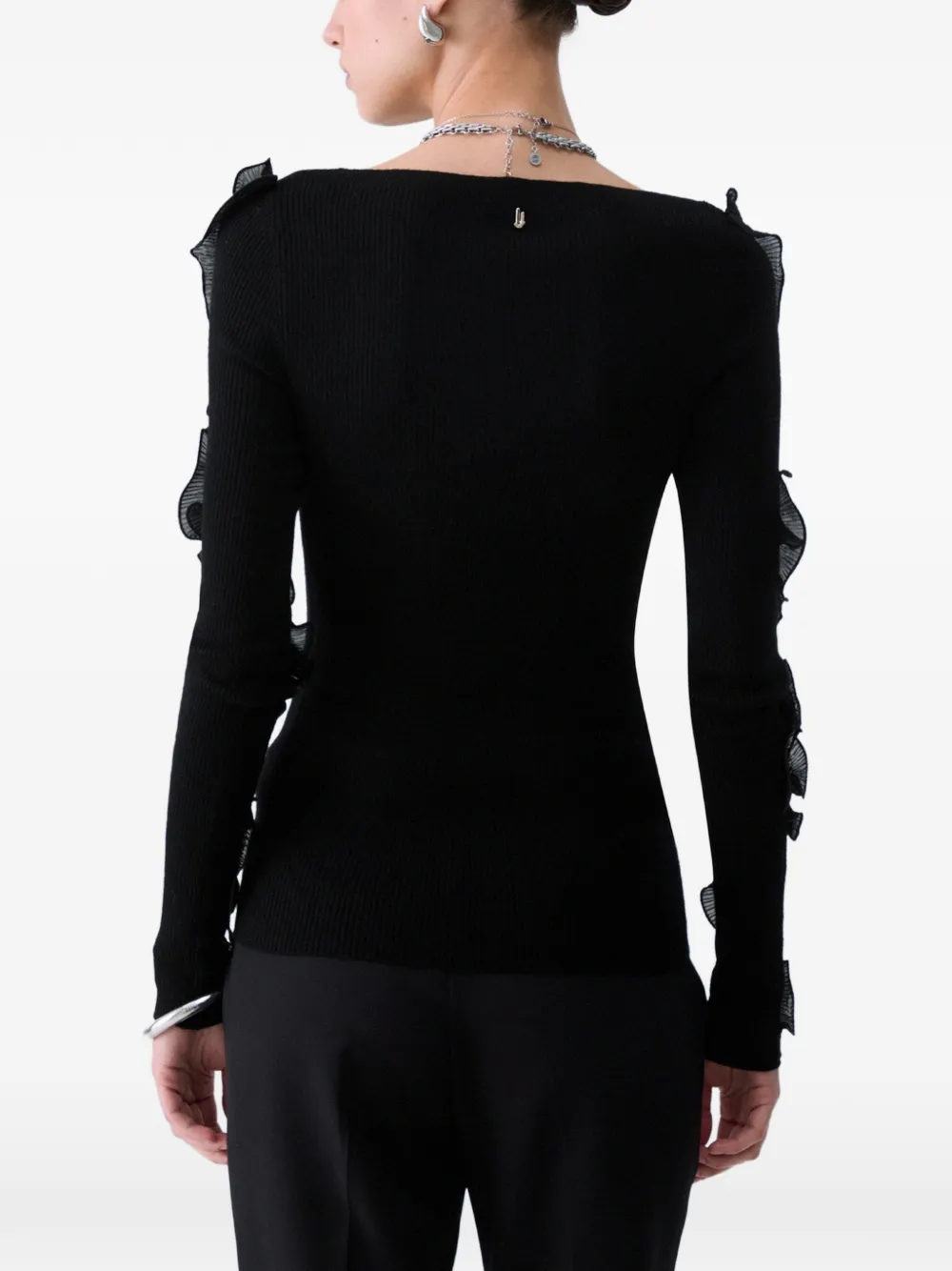 LIU JO wool sweater with ruffles Zwart