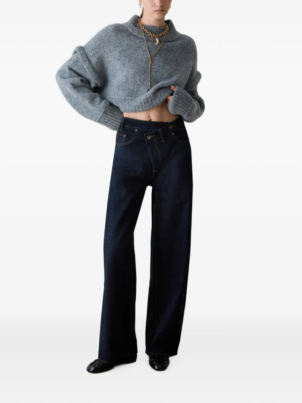 LIU JO Straight jeans met asymmetrische tailleband Blauw