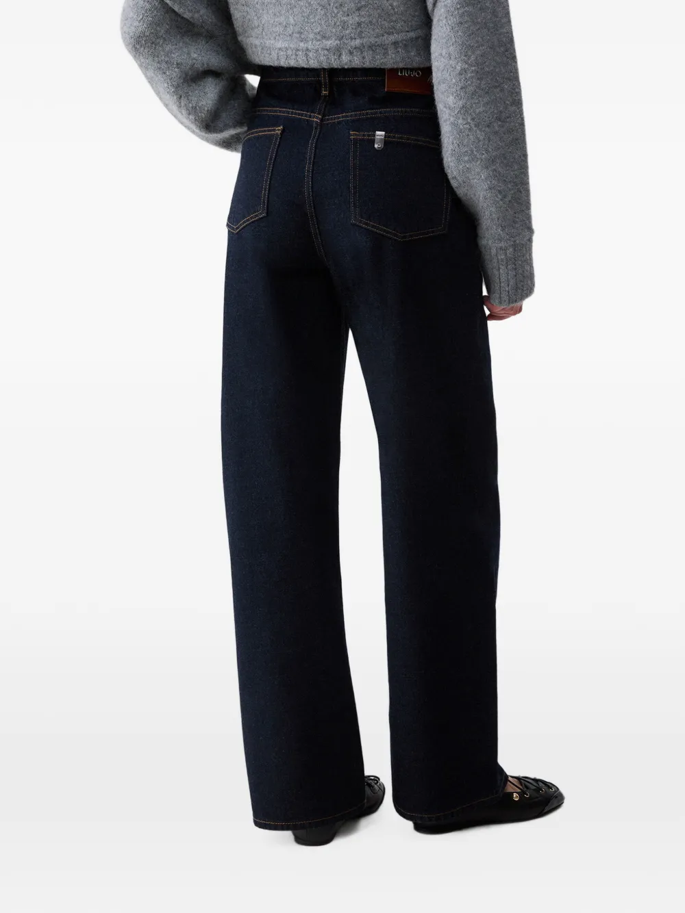 LIU JO Straight jeans met asymmetrische tailleband Blauw