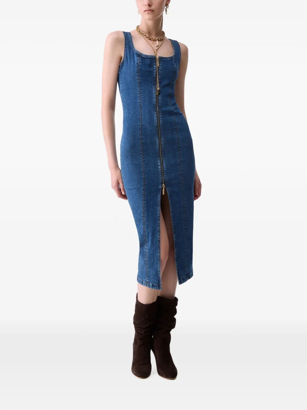 LIU JO Denim midi-jurk met rits Blauw