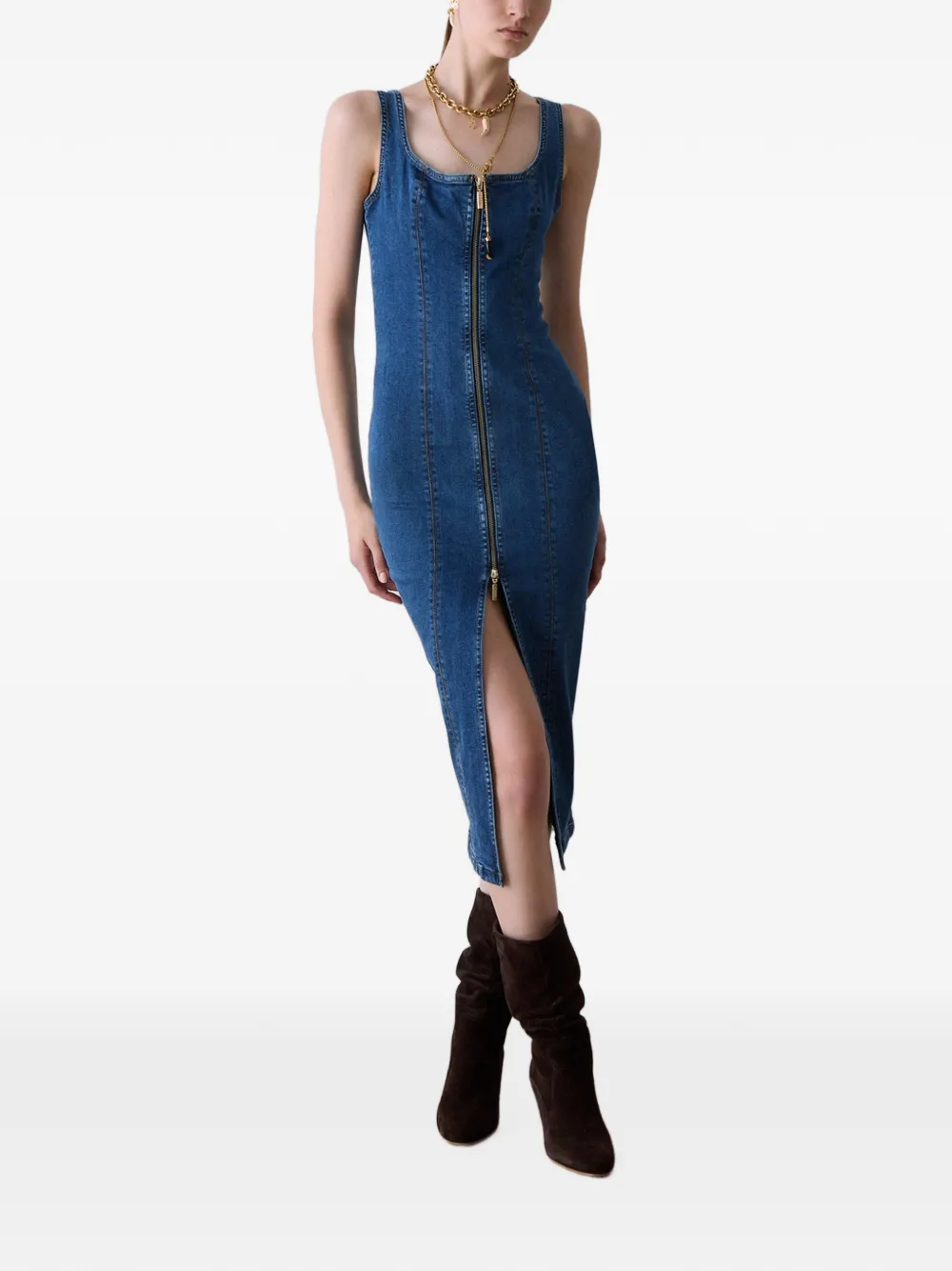 LIU JO Denim midi-jurk met rits Blauw