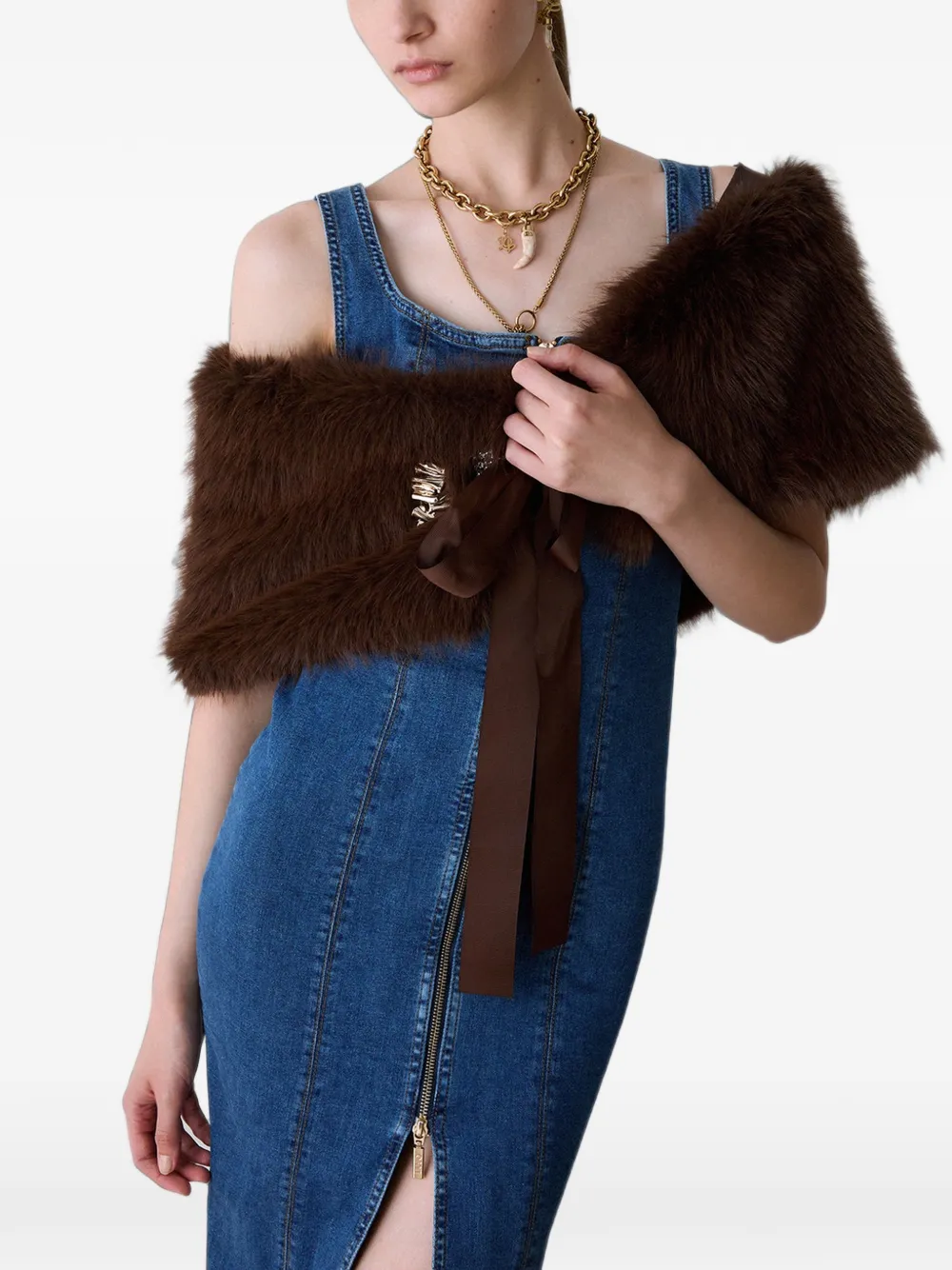 LIU JO Denim midi-jurk met rits Blauw