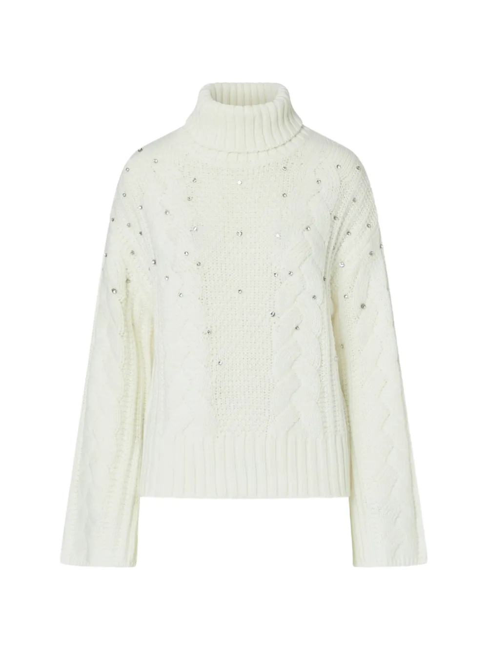 LIU JO cable-knit turtleneck with rhinestones
