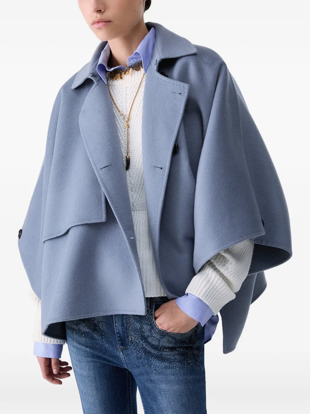 LIU JO Wollen cape Blauw