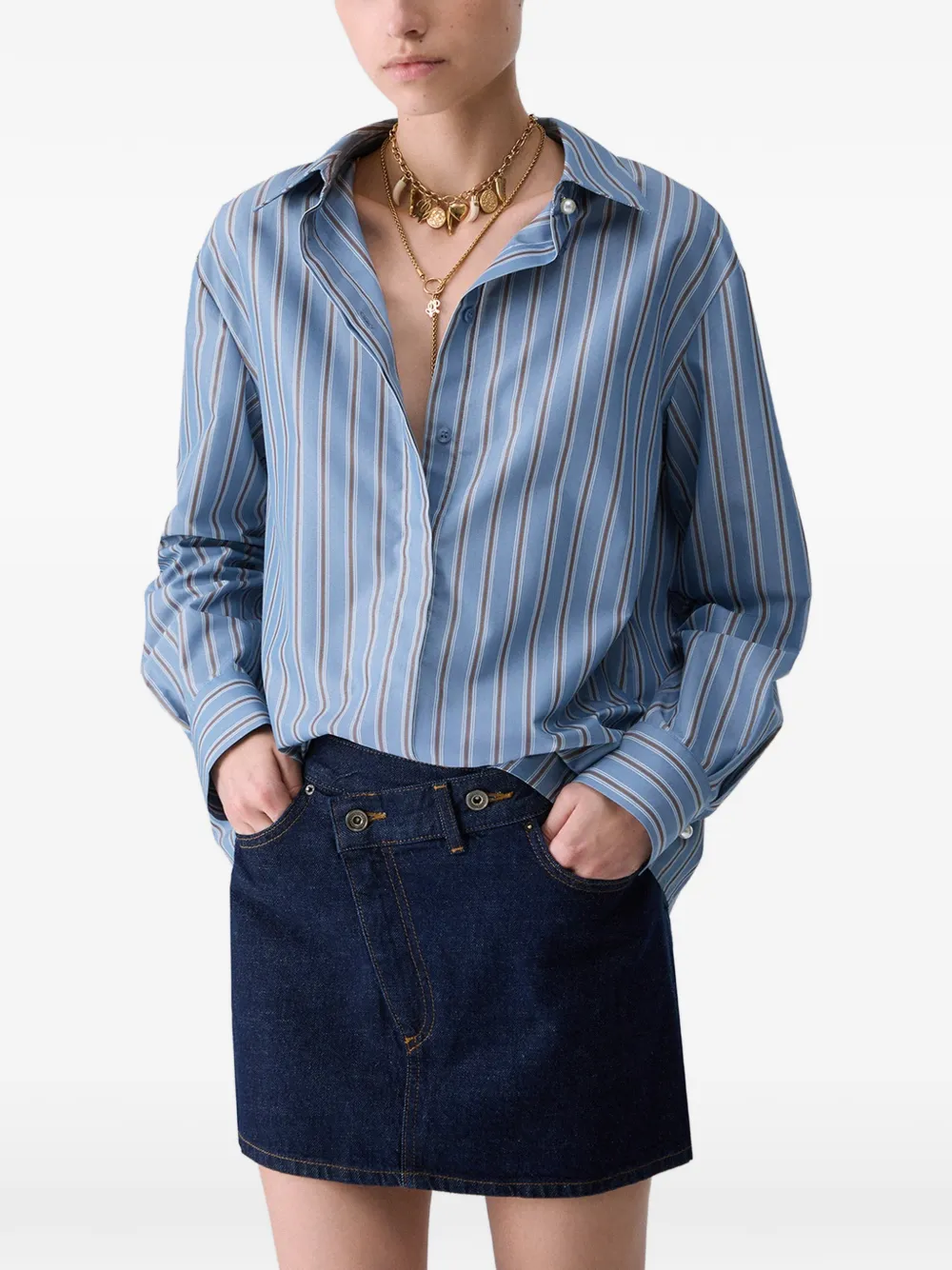 LIU JO Blouse met kanten inzetstuk Blauw