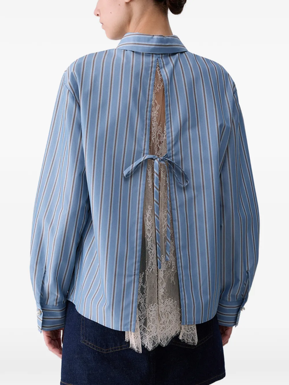 LIU JO Blouse met kanten inzetstuk Blauw