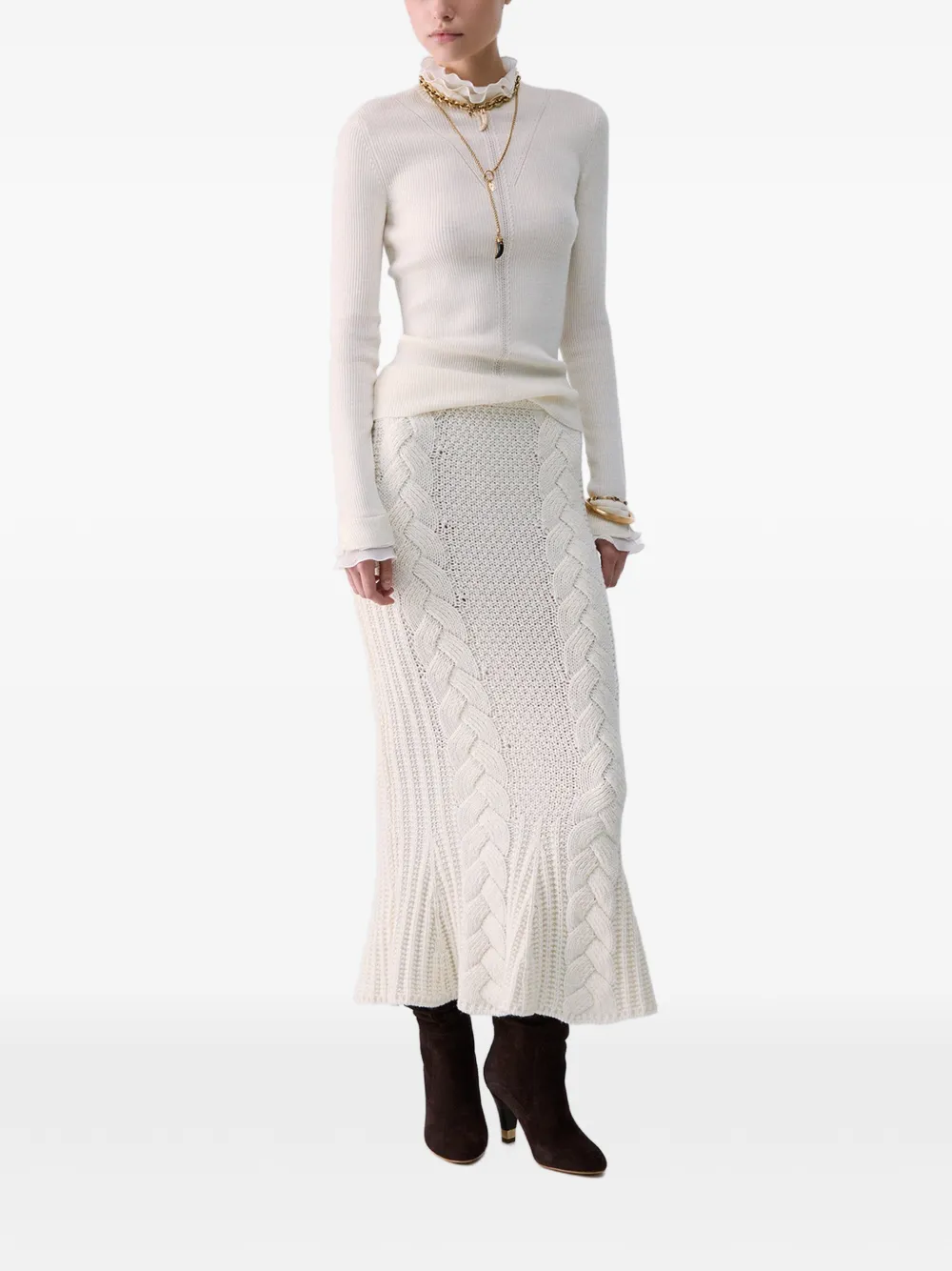 LIU JO Gebreide midi-rok Wit