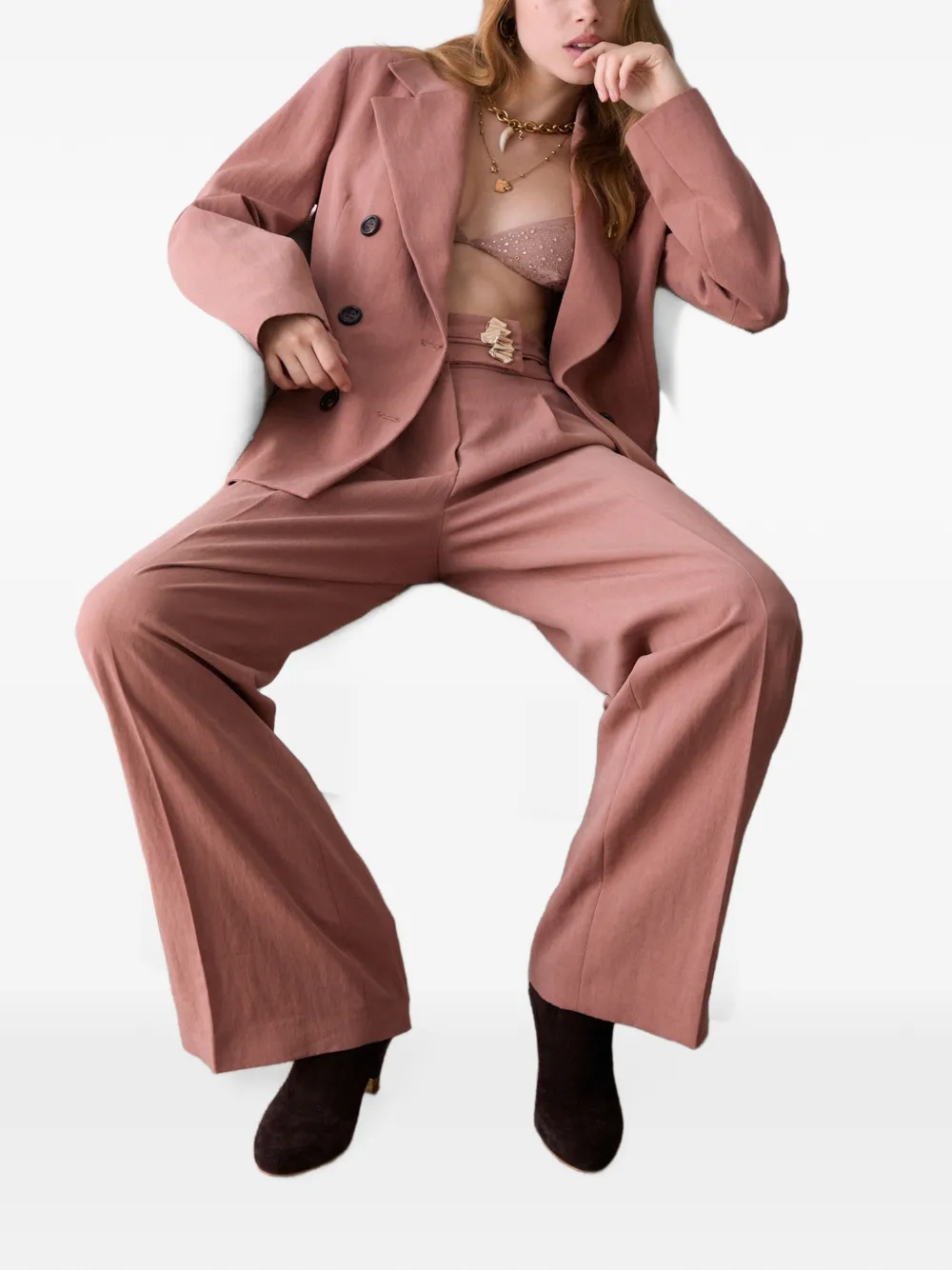 LIU JO Tencel blazer met riem Roze
