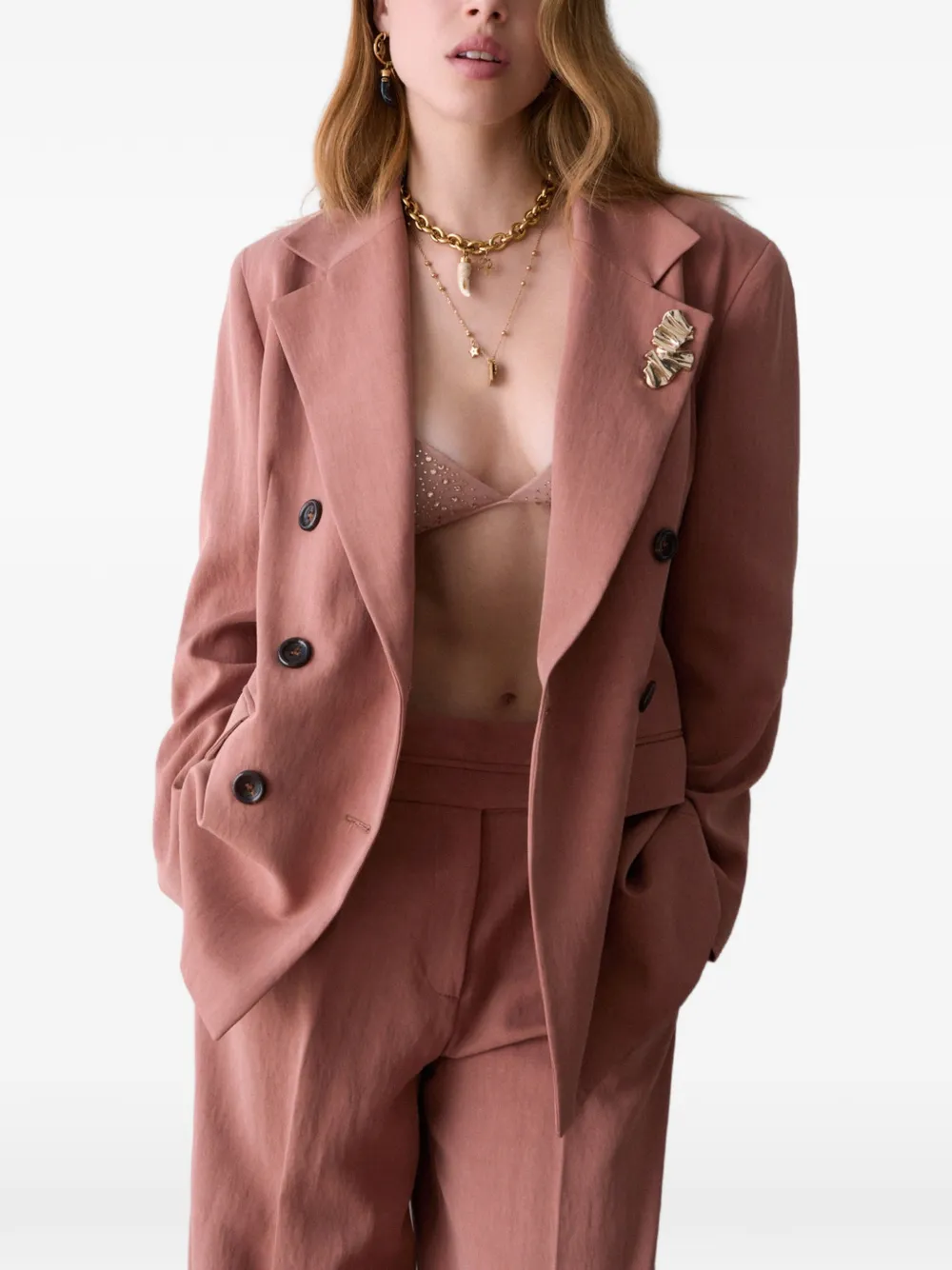 LIU JO Tencel blazer met riem Roze