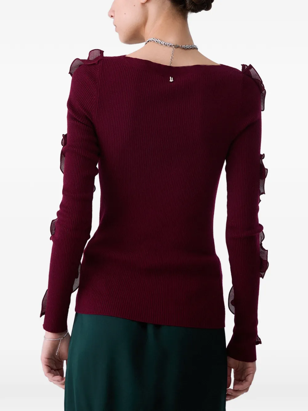 LIU JO wool sweater with ruffles Rood