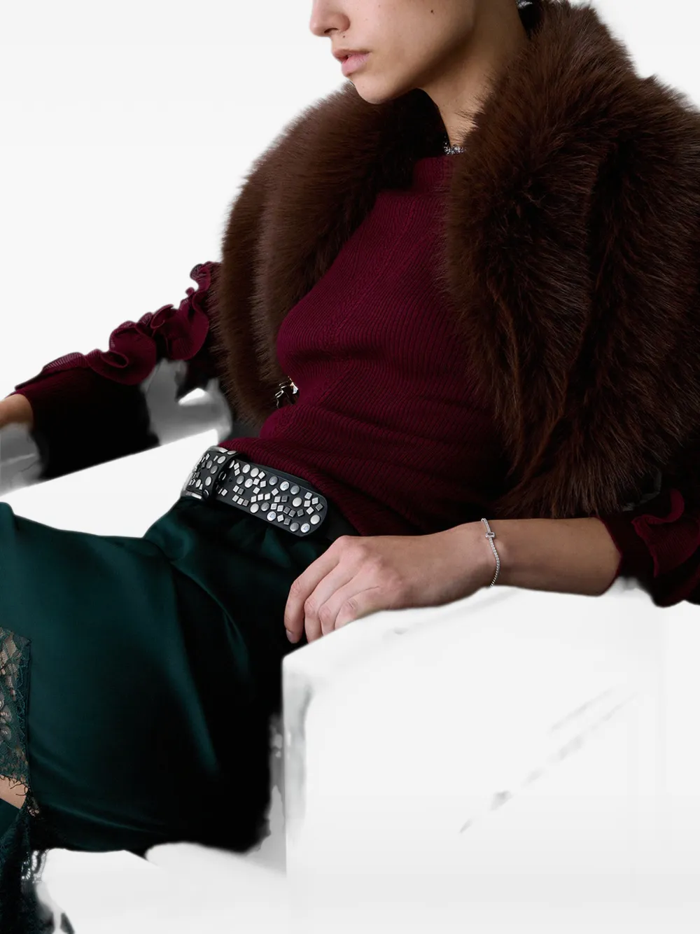 LIU JO wool sweater with ruffles Rood