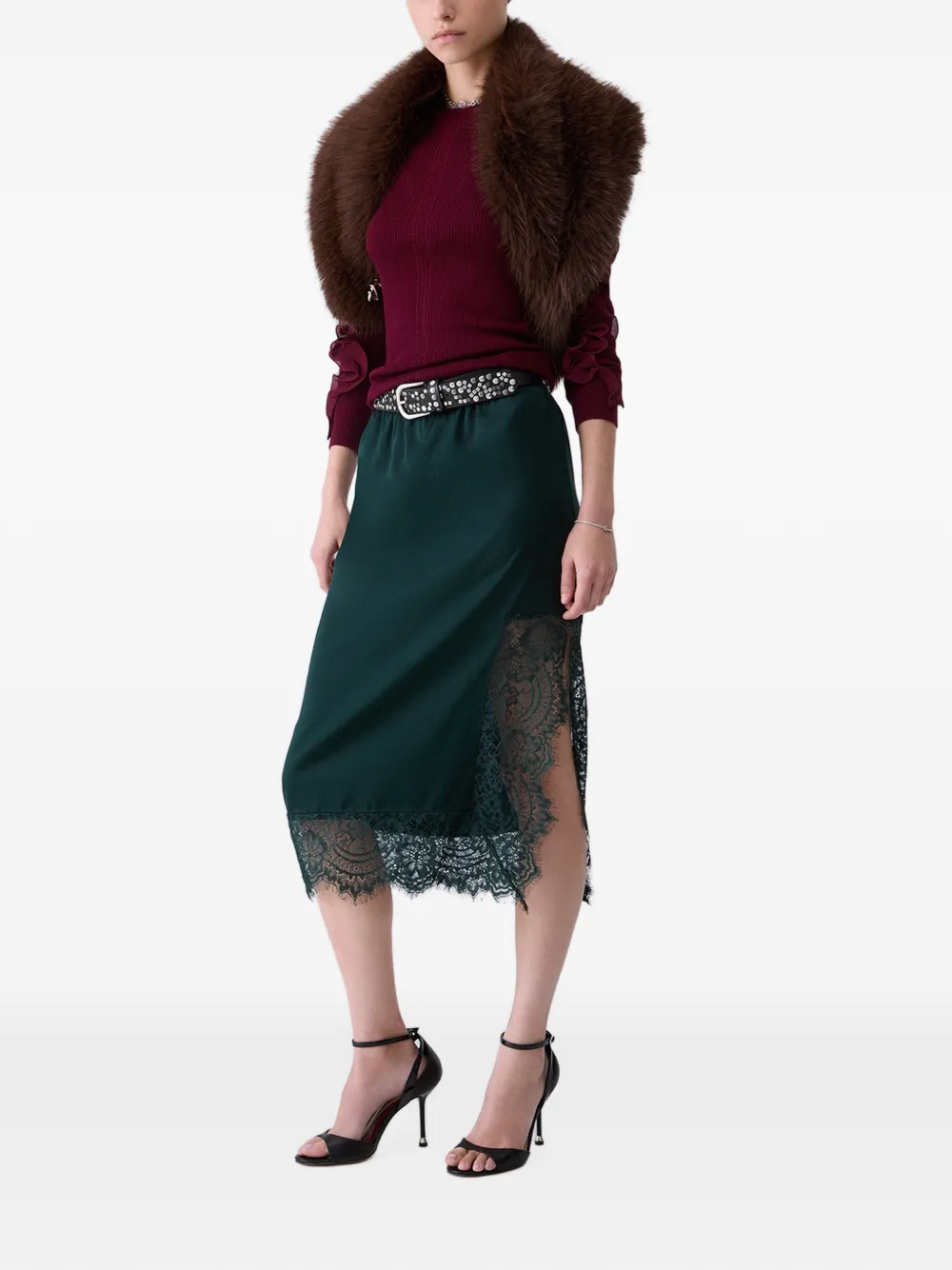 LIU JO wool sweater with ruffles Rood