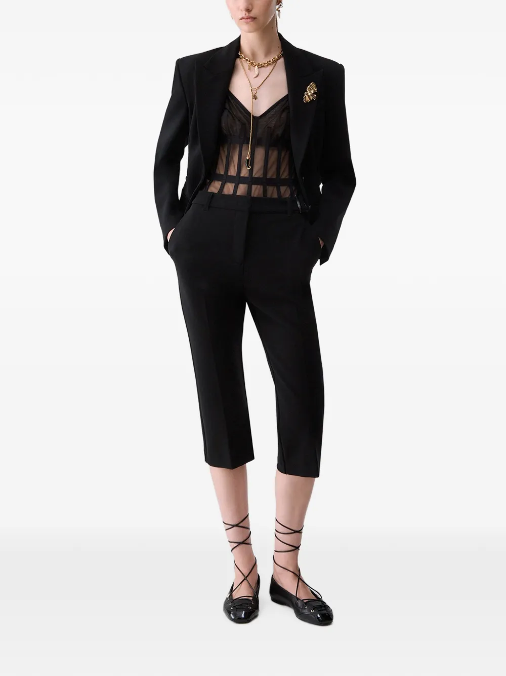 LIU JO Cropped broek met sjerp Zwart