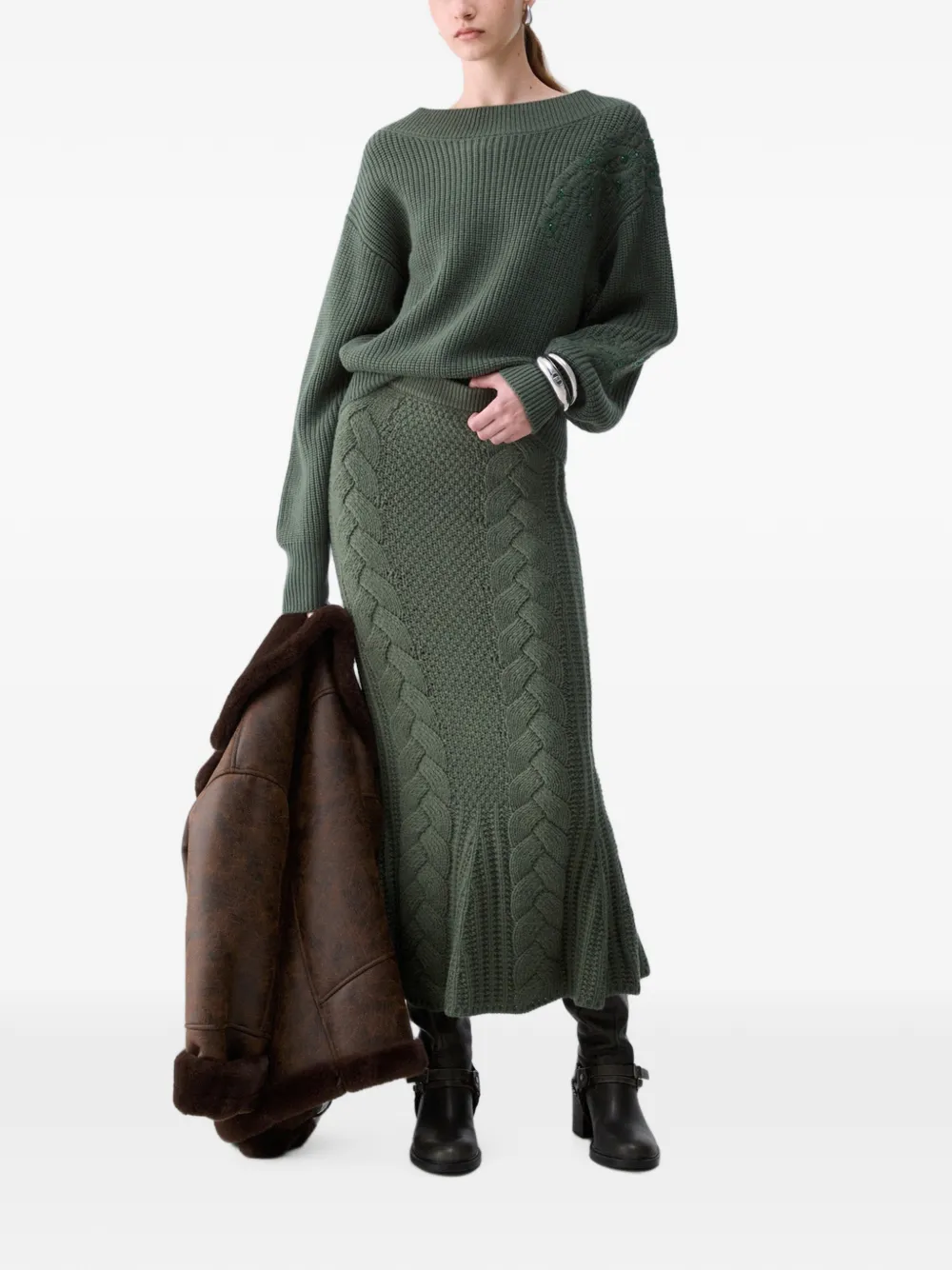 LIU JO wool sweater with embroidery Groen