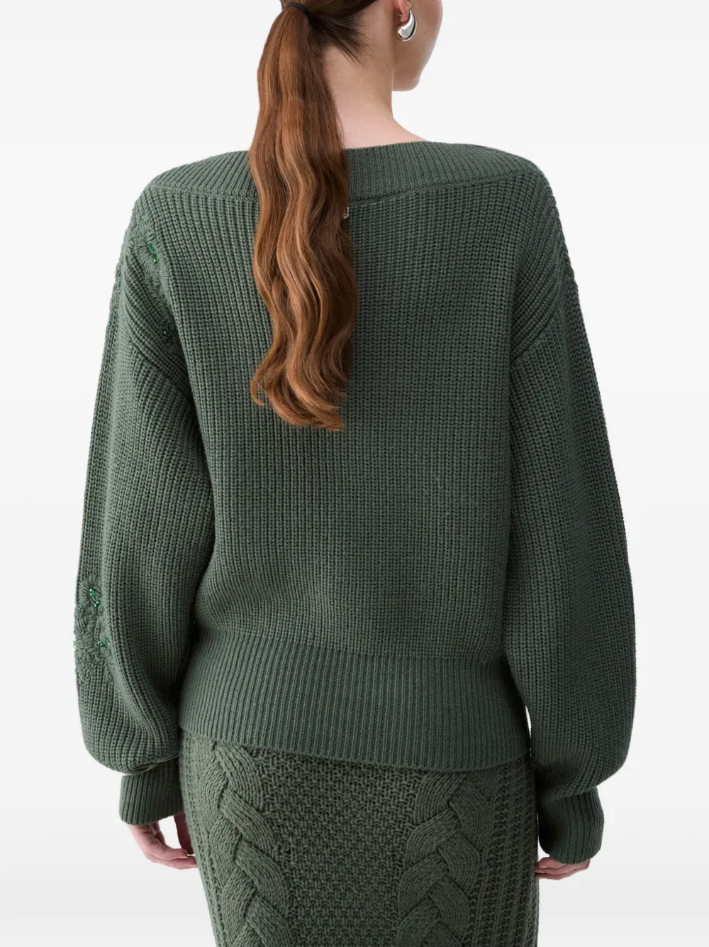 LIU JO wool sweater with embroidery Groen