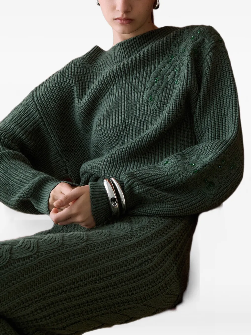 LIU JO wool sweater with embroidery Groen