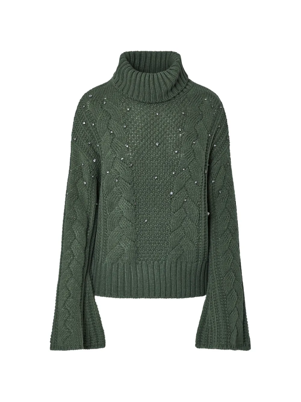 LIU JO rhinestone-embellished cable-knit sweater - Verde