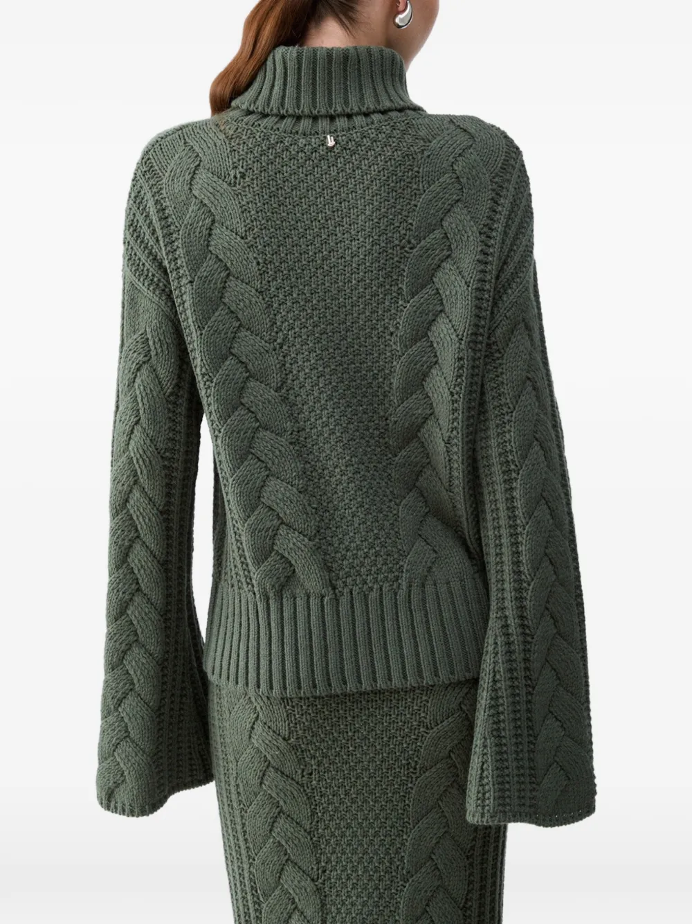 LIU JO rhinestone-embellished cable-knit sweater Groen