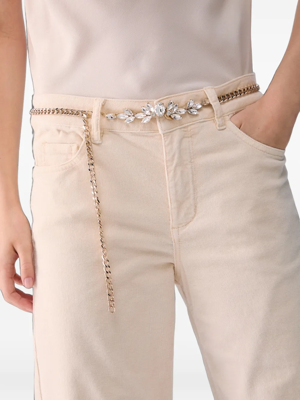 LIU JO velvet flare pants Beige