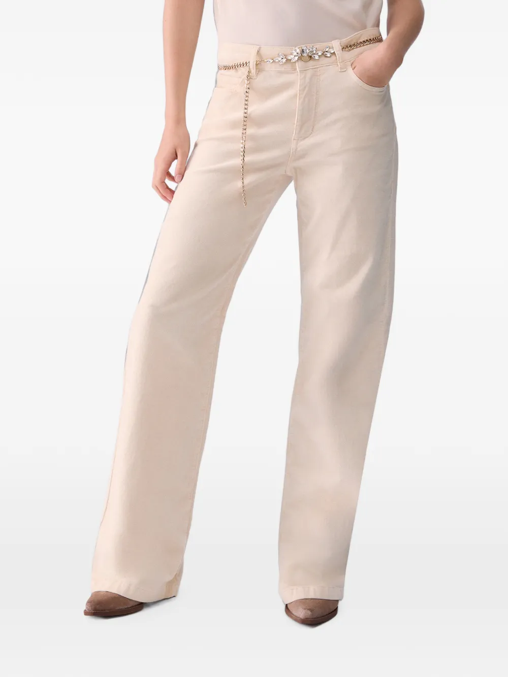 LIU JO velvet flare pants Beige