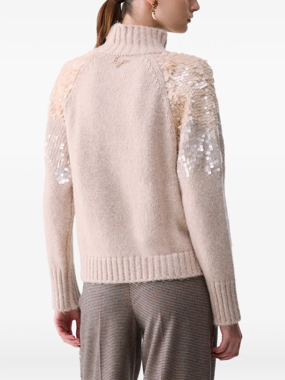 LIU JO sequin-embellished sweater Beige