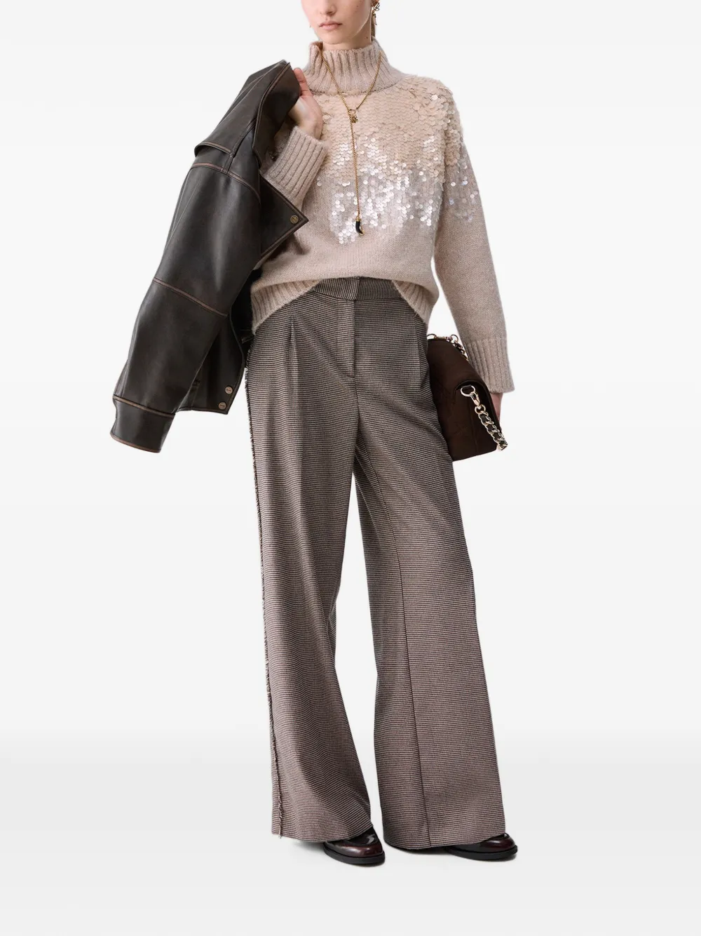 LIU JO sequin-embellished sweater Beige