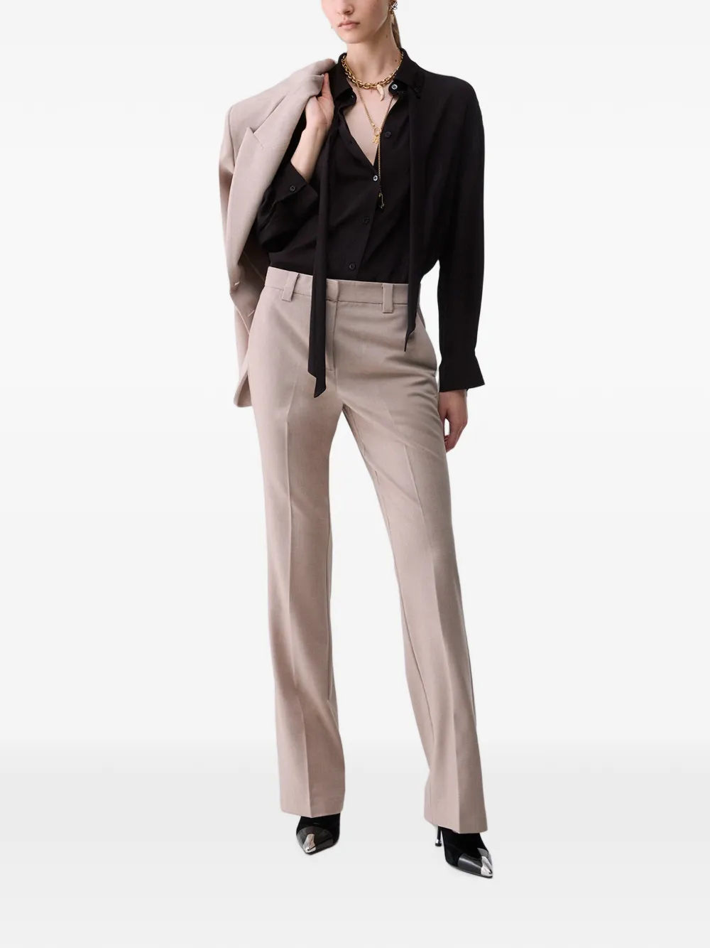 LIU JO Flared broek van gemêleerde stof Beige