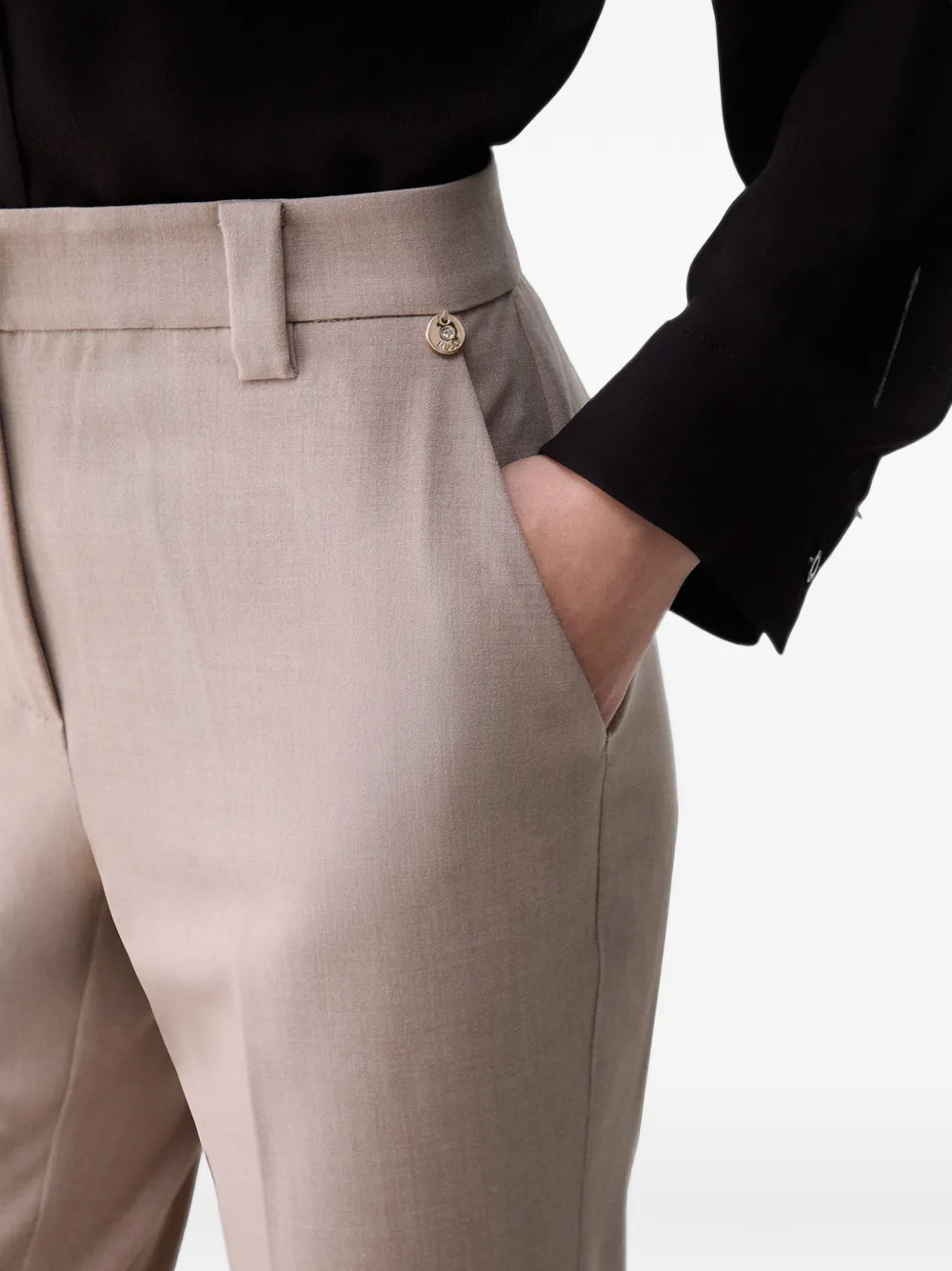 LIU JO Flared broek van gemêleerde stof Beige