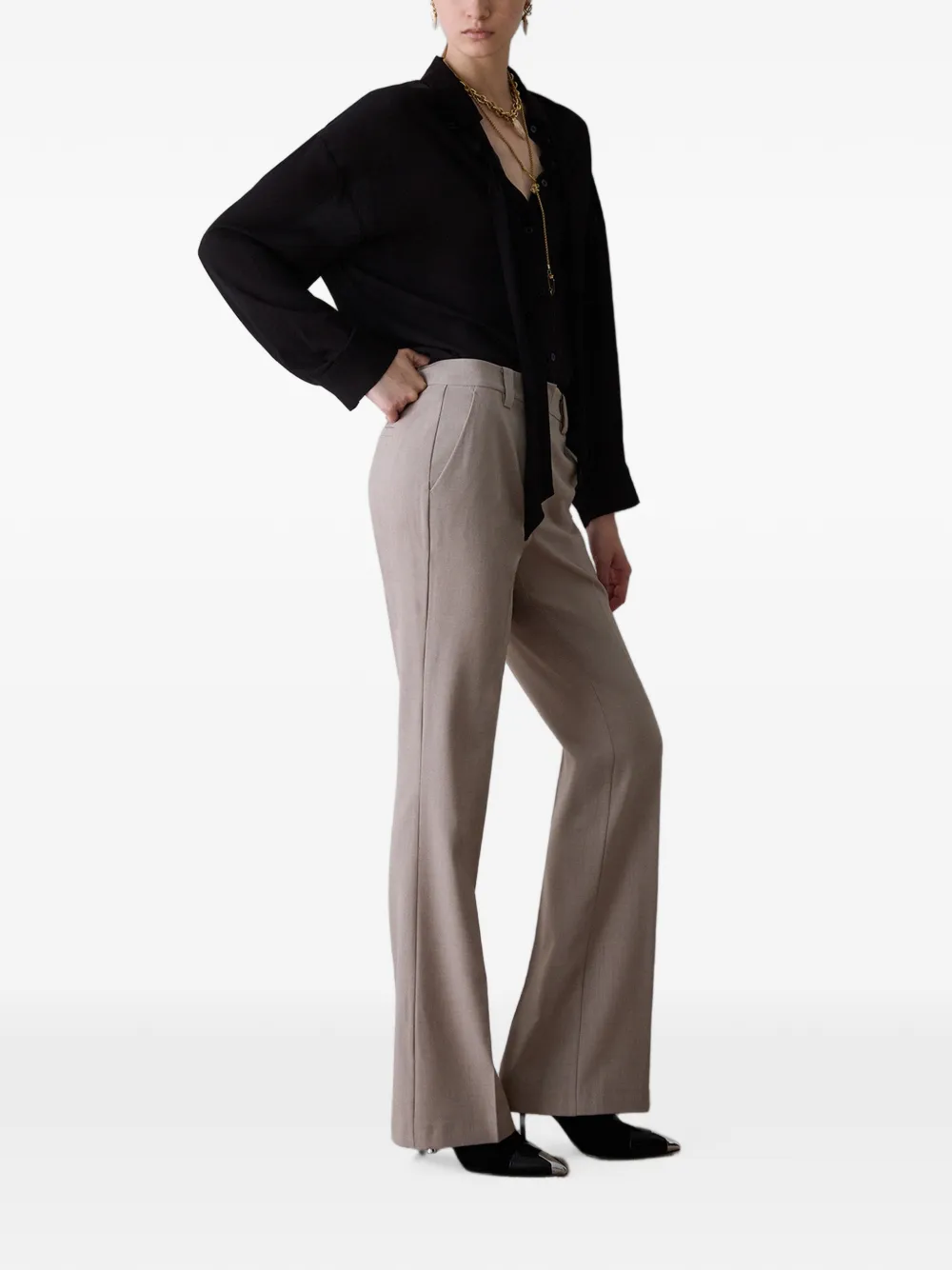 LIU JO Flared broek van gemêleerde stof Beige