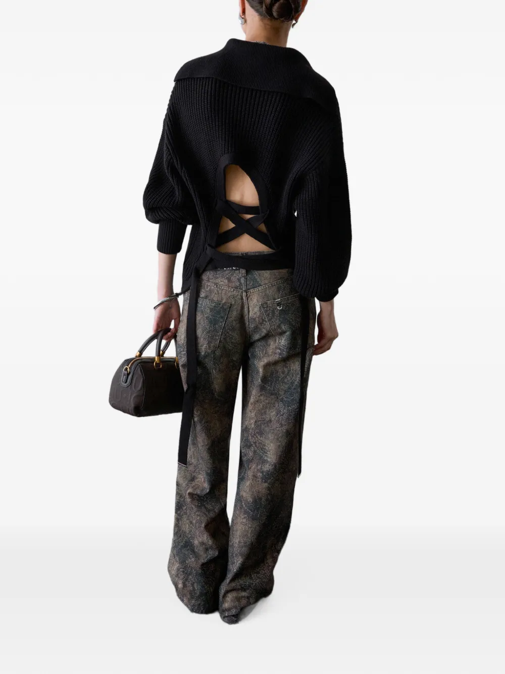 LIU JO wool-blend sweater with strings Zwart