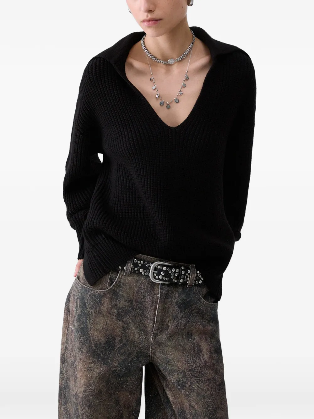 LIU JO wool-blend sweater with strings Zwart
