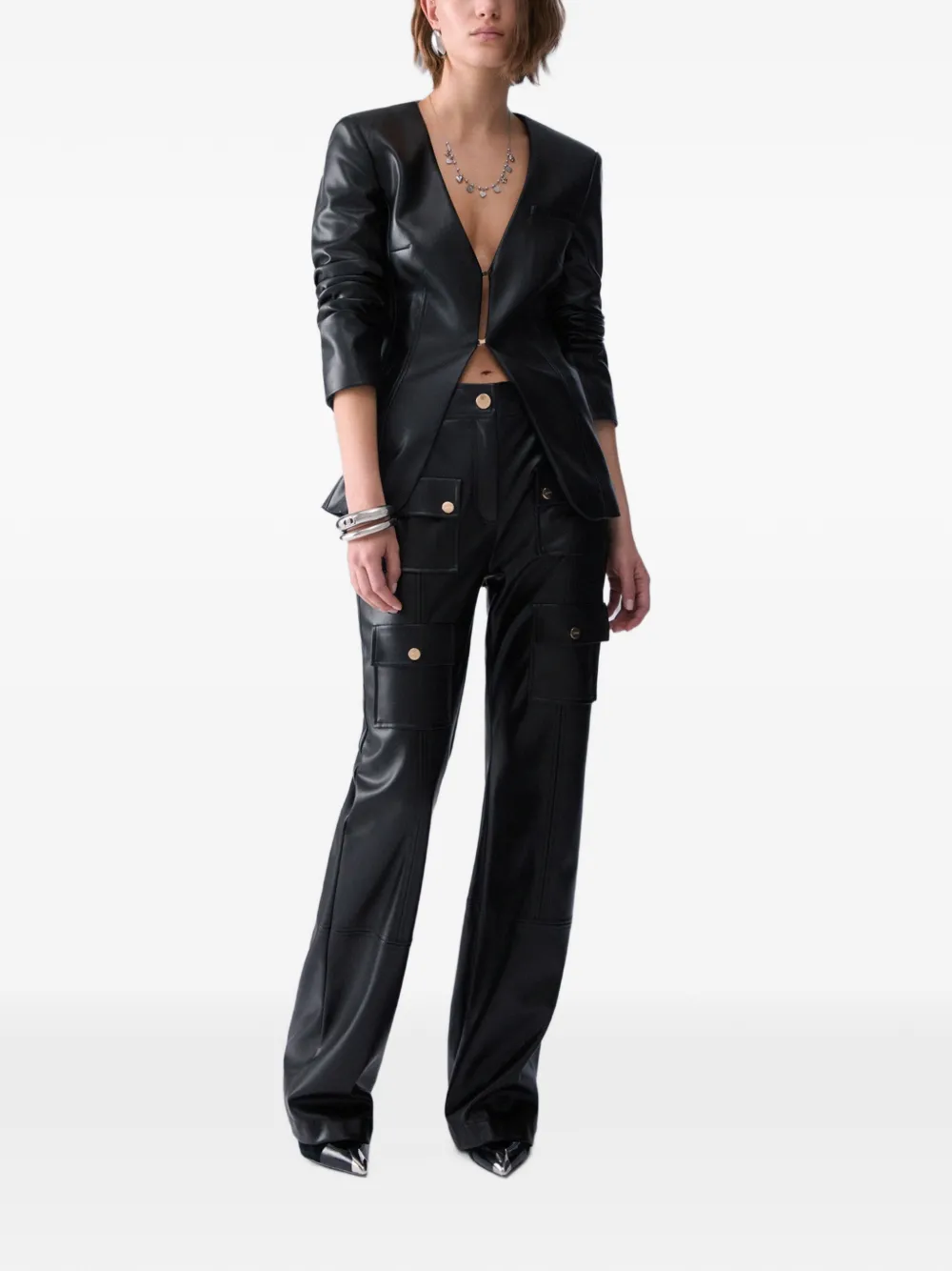 LIU JO Slim-fit blazer van gecoate stof Zwart