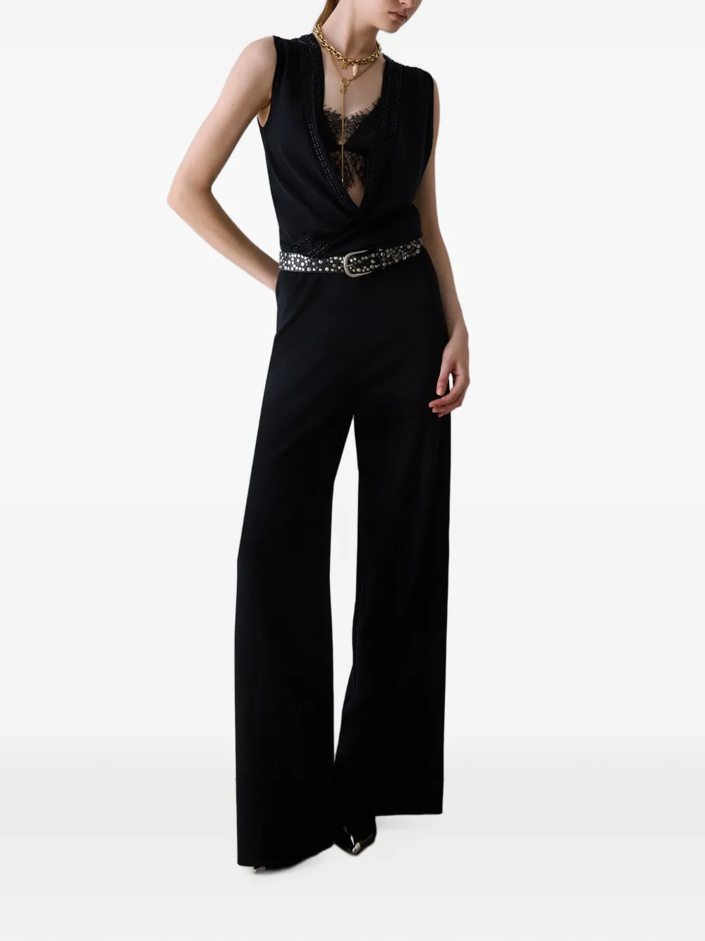 LIU JO Lange gebreide jumpsuit Zwart