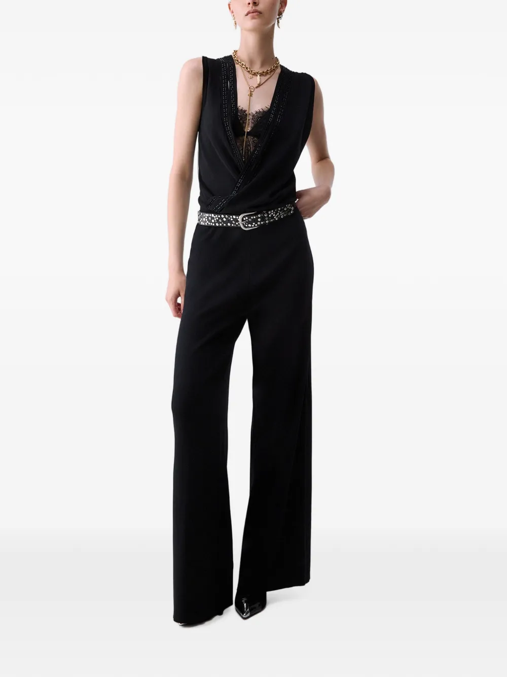 LIU JO Lange gebreide jumpsuit Zwart