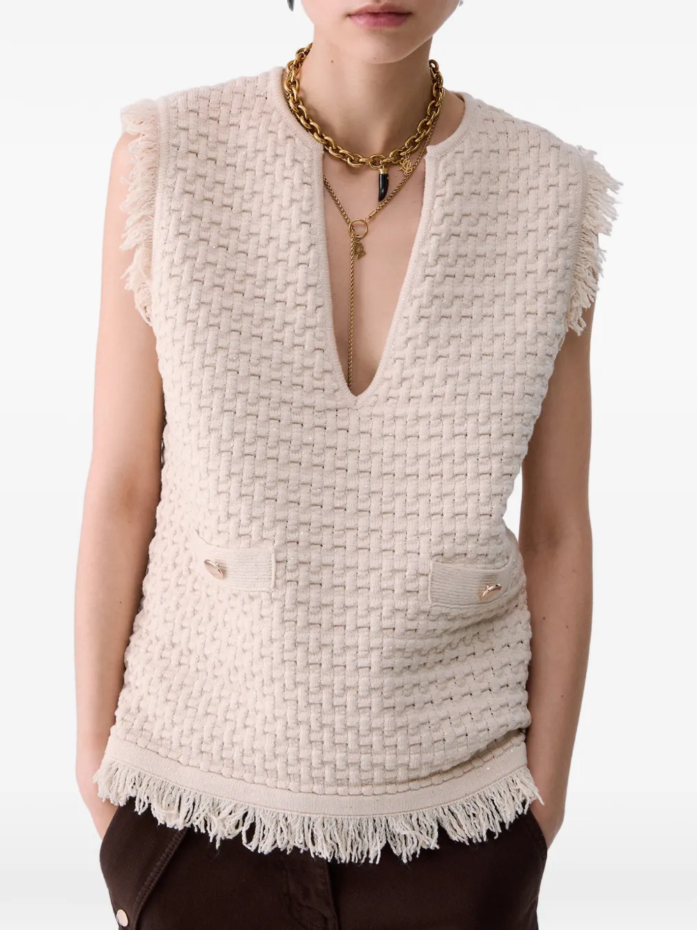 LIU JO Gilet met franje Beige