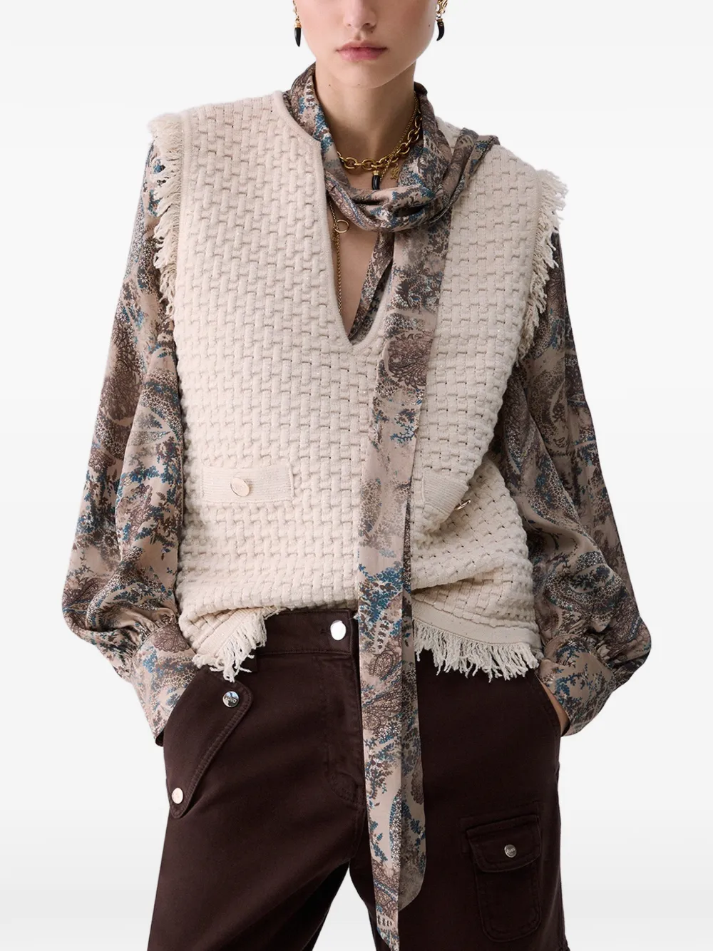 LIU JO Gilet met franje Beige