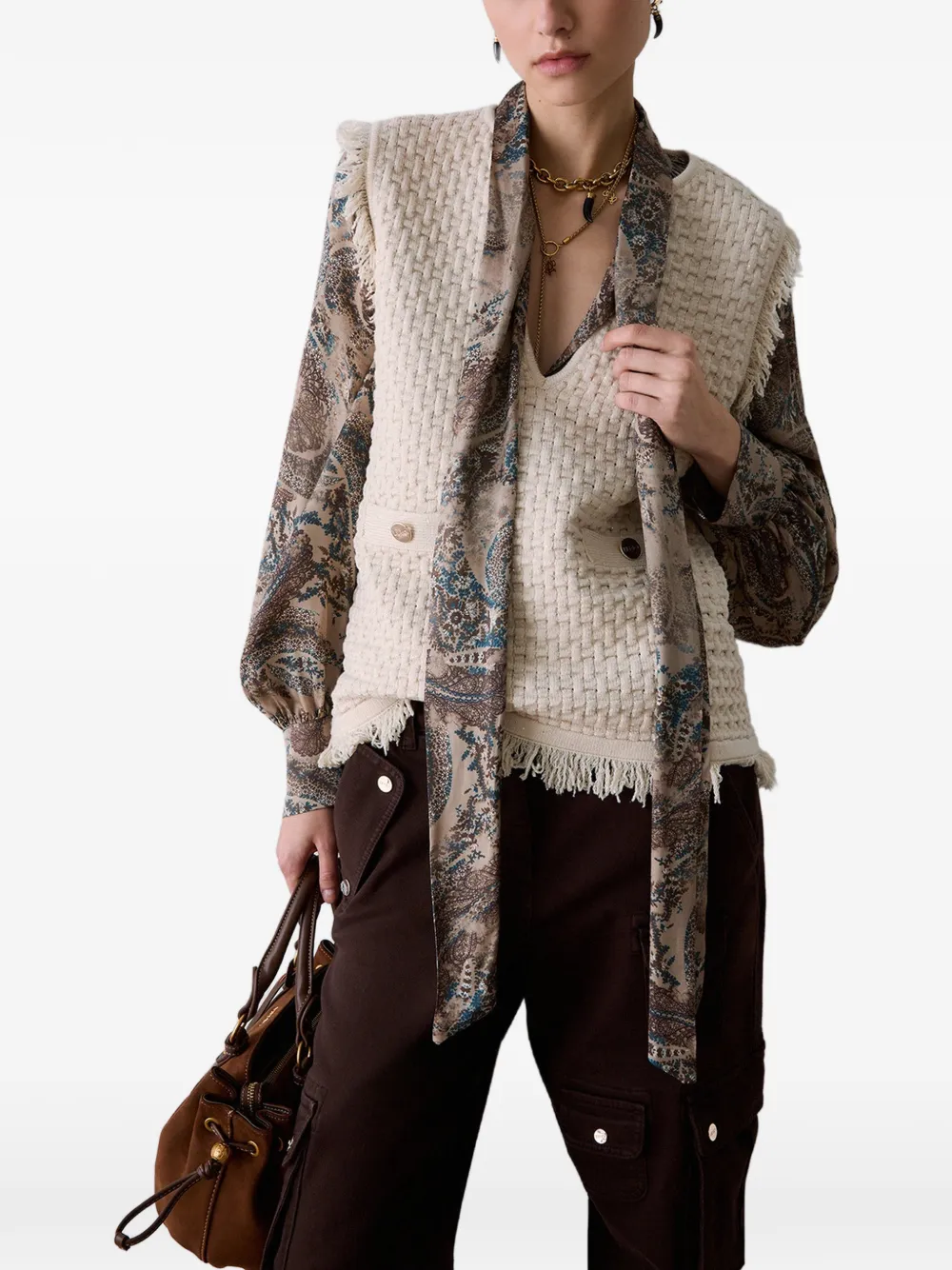 LIU JO Gilet met franje Beige