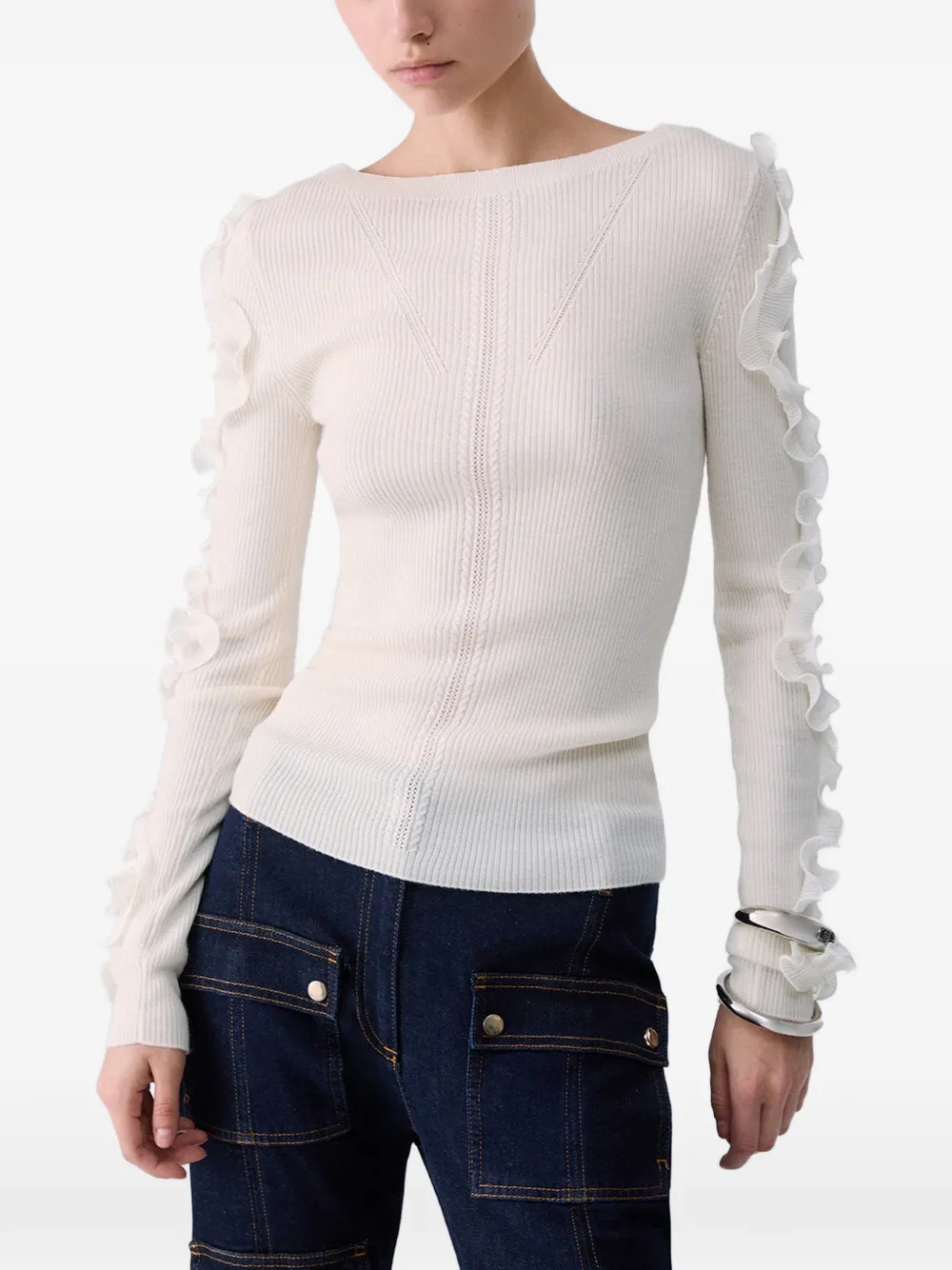 LIU JO ruffled openwork sweater
