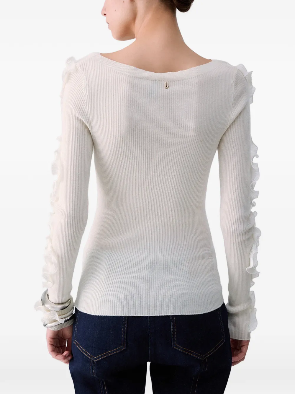 LIU JO ruffled openwork sweater Wit