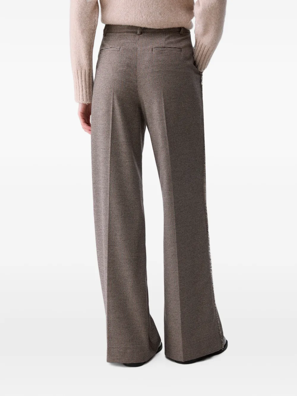 LIU JO Lange broek met pied-de-poule print Bruin