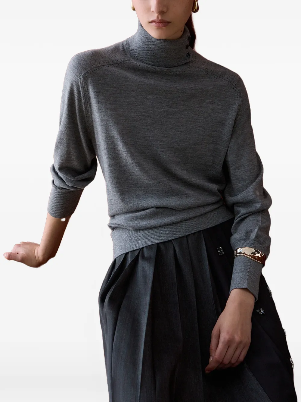 LIU JO wool turtleneck with bracelet Grijs
