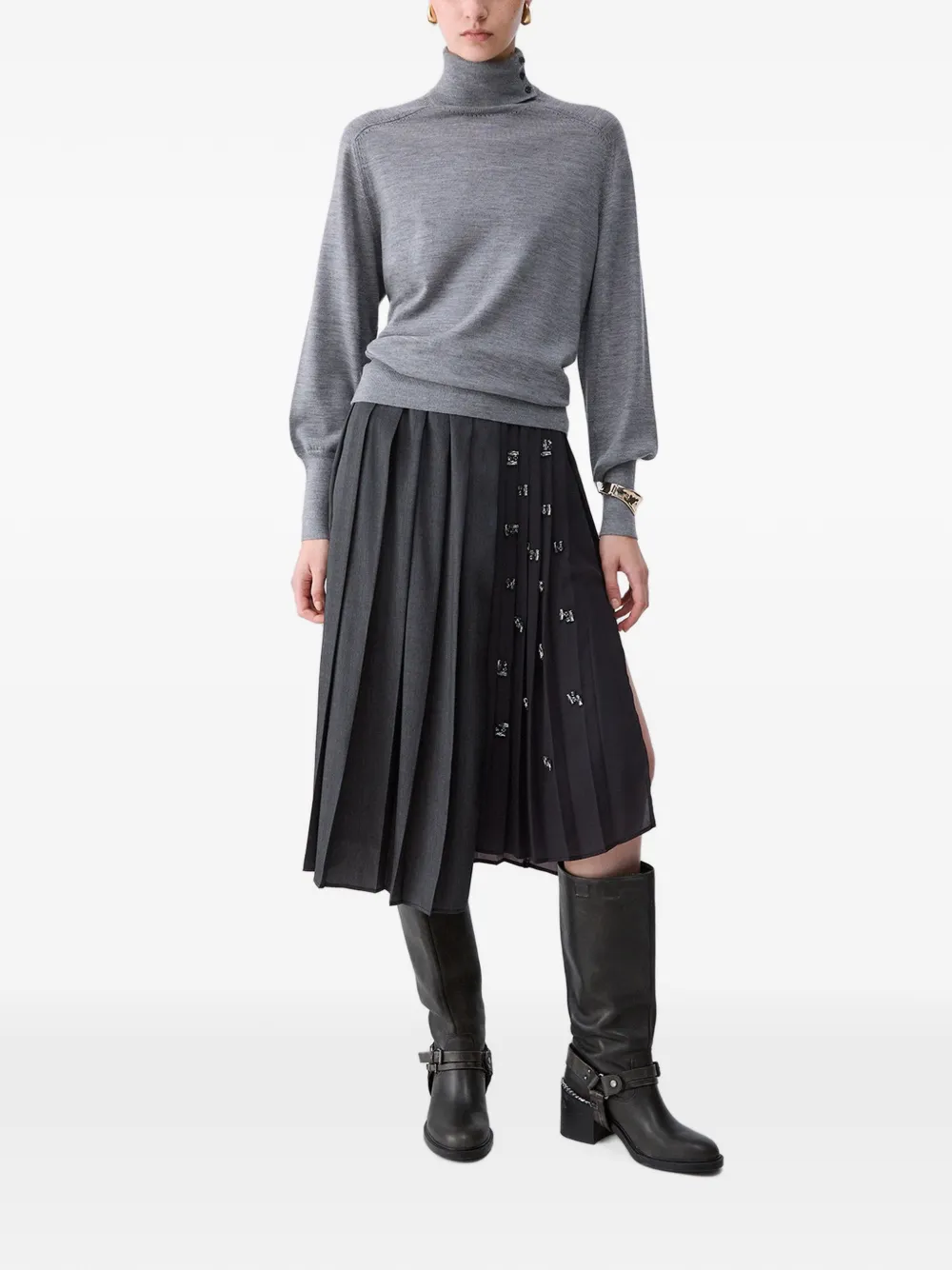 LIU JO wool turtleneck with bracelet Grijs