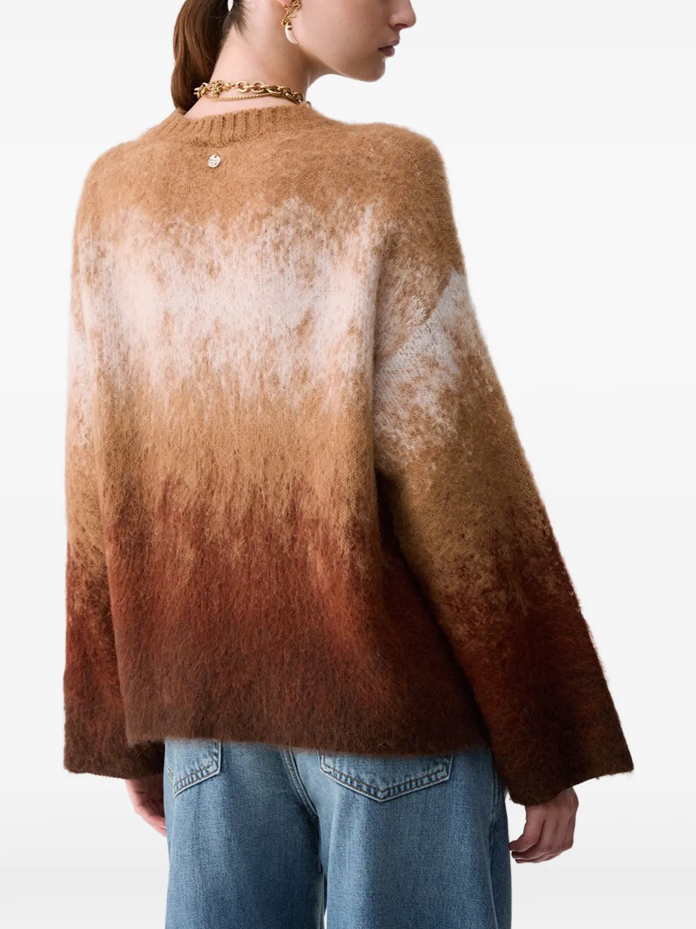 LIU JO brushed wool jacquard-knit sweater Bruin